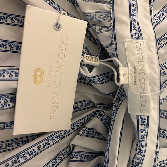 NWT CAROLINE CONSTAS Sz L White/Blue Teagen Floral Shorts - Picture 8 of 8